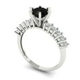 thumbnail image 2 of Clara Pucci 14K White Gold Solid Gold Onyx Solitaire with Accents Anniversary Ring for Women - 1.05 cttw Round Cut, 2 of 8