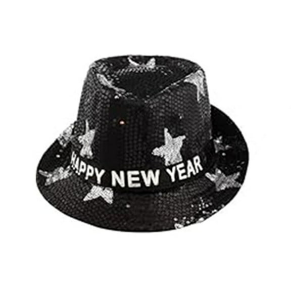 lixuesong New Year’s Flashing Sequins Hats Stylish New Year Sequins Hats in Black Silver Gold for Party Supplies