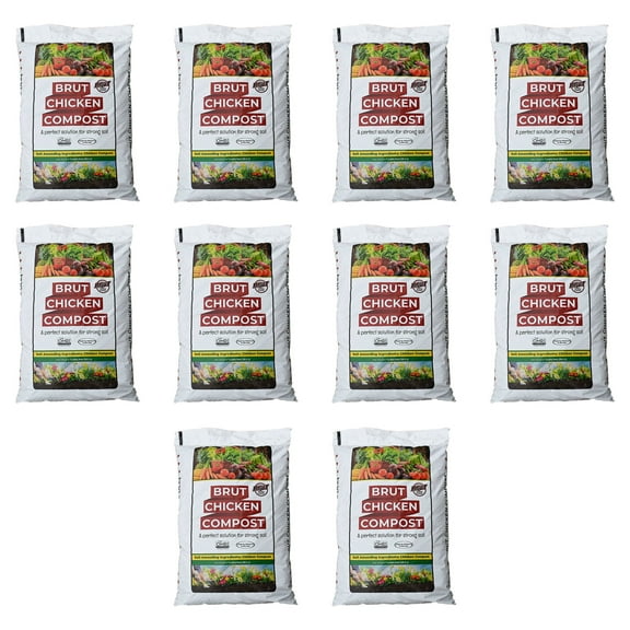 Brut Organic Chicken Compost Nutrient Rich Fertilizer, 1 cubic ft (10 Pack)