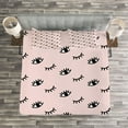 thumbnail image 3 of Ambesonne Eyelash Quilted Bedspread Set 3 Pcs, Doodle Design, King Size, Rose Black White, 3 of 3
