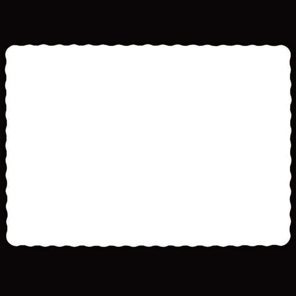 Rectangle Disposable Paper Placemat (100 Pack) - 10 x 14 Inches White Eco-Friendly Heavy Weight 60 Pound Paper Place Mat Wavy Scalloped Edge