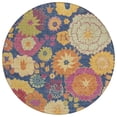 thumbnail image 2 of Addison Rugs Chantille Indoor/Outdoor Transitional Floral Navy Machine Washable Round Rug, 8' x 8', 2 of 8