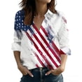 thumbnail image 2 of Ounisa American Flag Shirts Women 250th Anniversary USA Long Sleeve Button Down Blouse Stars & Stripes Print Patriotic Tops, 2 of 4