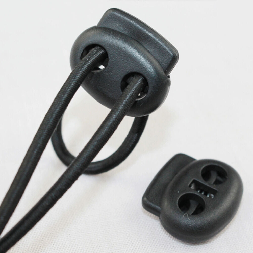 10X Shoe Lace Shoelace Buckle Rope Clamp Cord Lock Stopper Run Sports Black BDAU