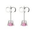 thumbnail image 4 of 1.5 Ct Round Cut Studs Pink Crystal 14K White Solid Gold Everyday Dainty Earrings Push Back, 4 of 7