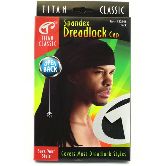 Titan Classic Unisex Adult Open Back Spandex Dread Lock Cap Hat - Black