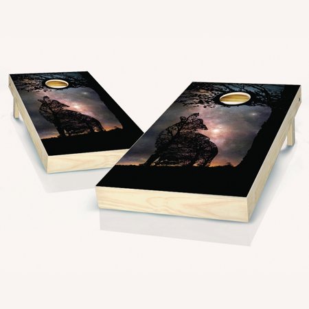 Skip's Garage Wolf Woods Solid Wood Cornhole Board Set
