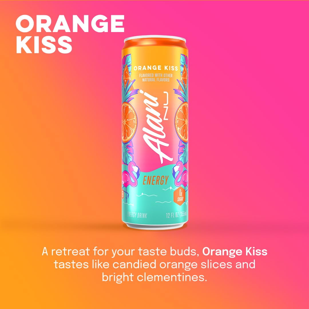 ORANGE KISS Sugar Free Energy Drinks | 12 Pack