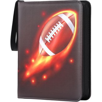 Trading Card Binder With 55 Removable Sleeves - Holds 440 Cards, 4-Pocket Pages, Zipper Closure, PU Leather