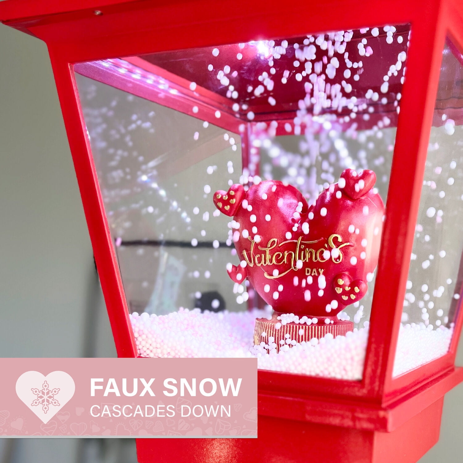 Fraser Hill Farm 5.8 ft  Musical Snowy Valentine's Day Street Lamp Lantern, FSLHEART071A-RD