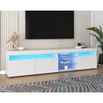 thumbnail image 1 of NEW Modern White TV Cabinet 70.8 Inch with USB LED Lighting, High Gloss Front Media Console with 3 Doors, Matte Finish TV Stand with Storage for Living Room and Dining Room, 1 of 9