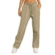 thumbnail image 1 of Amzcrzy Pantalones Mujer Deportivos Casuales Color Liso Cintura Alta Cordón Ajustable Pierna Ancha Recta Holgados Con Bolsillos Tallas S-2XL Beige, 1 of 5