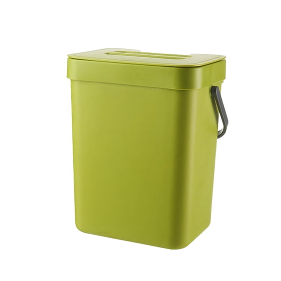 Taicans 2.3 Gallon Kitchen Trash Can with Lid,Kitchen Compost Bin,Wall-Mounted Under Sink Small Garbage Can for Kitchen,Bathroom,Compost Bin Countertop,Cabinet Trash Can Hanging Green