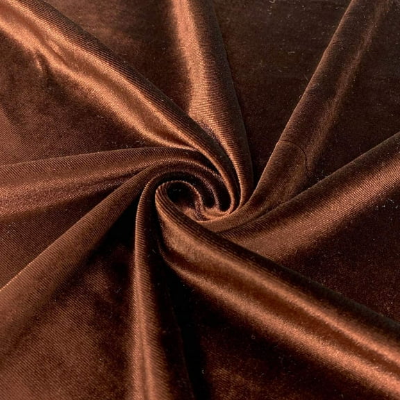 DECORATIVE SILK INC. Polyester Stretch Velvet Fabric 60" inches Wide By the Yard( BROWN )