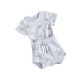 thumbnail image 2 of Qiylii Baby 2-piece Outfit Set, Short Sleeve Sun Print Tops+Shorts, 2 of 7
