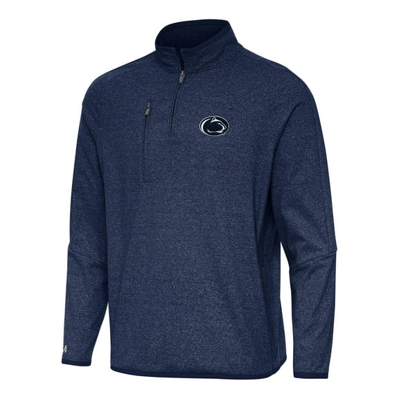 Men's Antigua Heather Navy Penn State Nittany Lions Certain Quarter-Zip Tri-Blend Sweatshirt