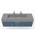 thumbnail image 3 of Nile 60" Blue Wood Floating Vanity with Gray Top and Chrome Trim, 3 of 11