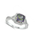 thumbnail image 4 of CHOOSE YOUR COLOR Multi-color CZ Statement Ring .925 Sterling Silver Band Black Female Size 7, 4 of 4