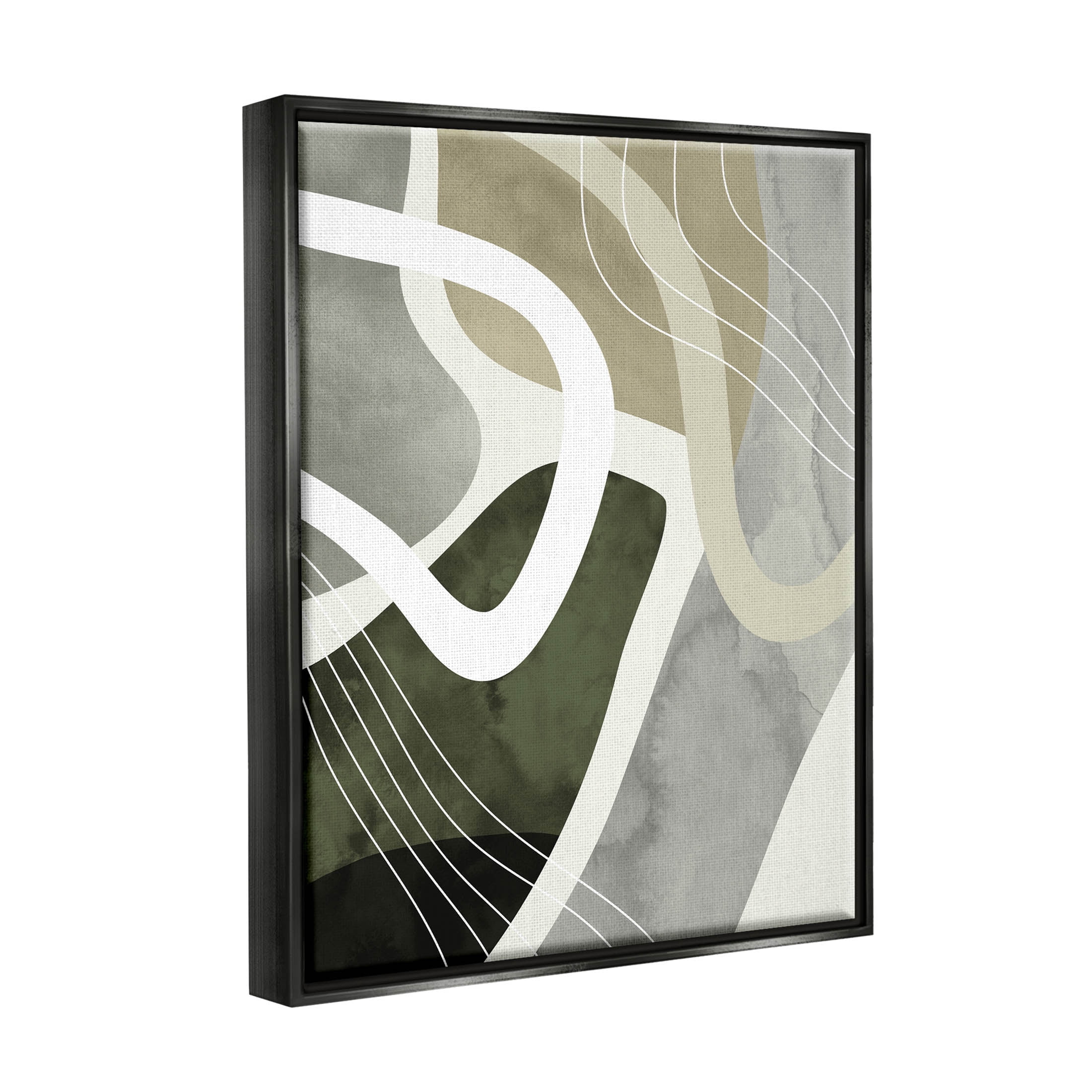 Contemporary Flowing Lines Abstract Graphic Art Jet Black Framed Art Print Wall Art