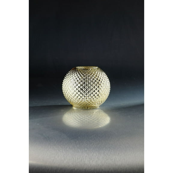 CC Home Furnishings 7.5" Gold Embossed Circle Pattern Glass Bowl Candle Holder