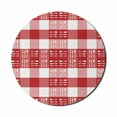 thumbnail image 1 of Checkered Mouse Pad for Computers, Cutlery Silhouettes on Squares Dining Picnic Tile Spoons Forks Dinner, Round Non-Slip Thick Rubber Modern Mousepad, 8" Round, Coral Dark Coral White, by Ambesonne, 1 of 2