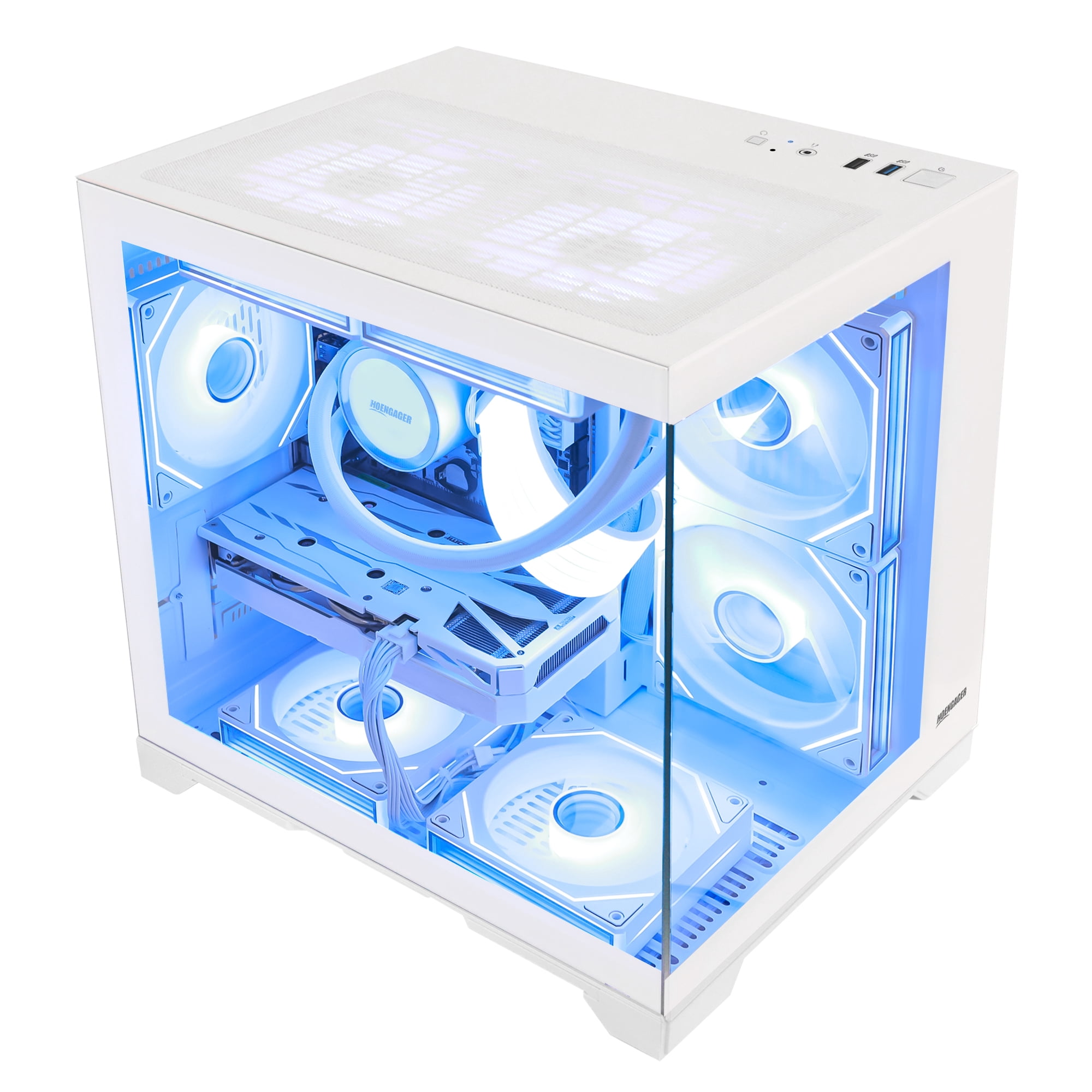 Hoengager Gaming PC AMD Ryzen 7 5700X 8-Core 3.4 GHz, RTX 5060 8GB, 32GB DDR4 RAM 3200MHz, 1TB PCIe SSD, WIFI with Bluetooth, Windows 11-White