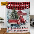 thumbnail image 1 of Teesdily | Customized Red Truck Christmas Blanket, All Roads Lead Home At, 1 of 8