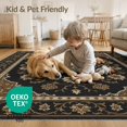 thumbnail image 4 of ODIKA 8'x10' Washable Area Rug Non-Shedding, Easy Care, Black Gold Elegance with Floral Vine Motifs Elegant Symmetrical Design Intricate Border for King Size Bedroom Under Bed, Master Suite, 4 of 7
