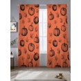 thumbnail image 2 of Orange Gray Thanksgiving Sheer Curtains 108 Inch Length 2 Panels Set, Semi Transparent Voile Rod Pocket Curtains for Living Dining Room Bedroom Drapes Pumpkins Leaves Watercolor Retro Art, 2 of 6