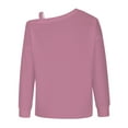 thumbnail image 4 of FAIWAD Women's Off The Shoulder Strap Asymmetrical Tops Long Sleeve Solid Color Trendy Pullover Tops, 4 of 5