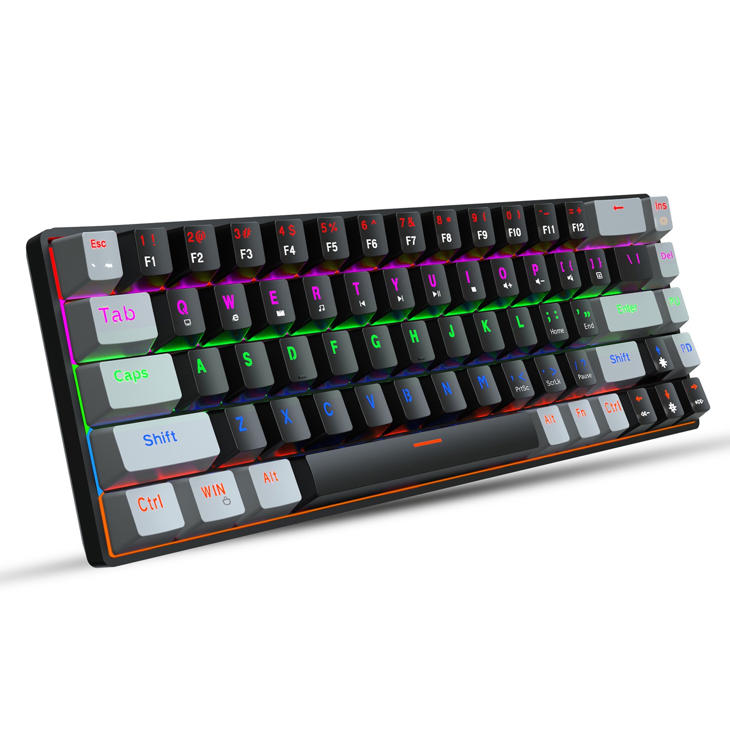 68 Key USB Computer Mechanical Keyboard, RGB LED Backlit Switch