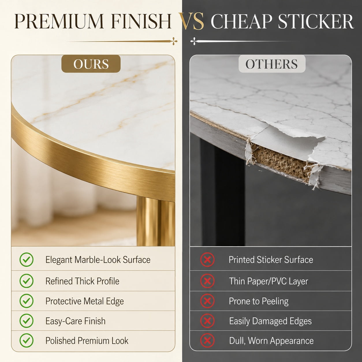 Aukfa 31.5" Round Sintered Stone Dining Table for 2-4, Kitchen Table Tulip Table with Gold Pedestal Base for Bistro Small Apartment,Ivory White Marble