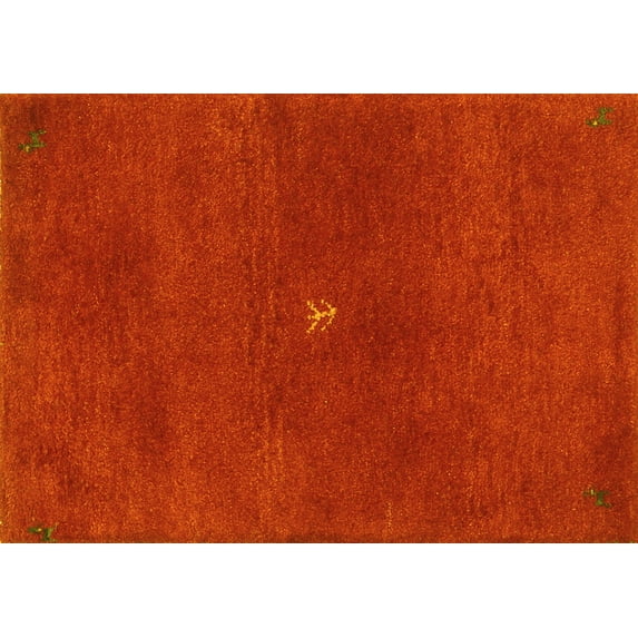 Ahgly Company Machine Washable Indoor Rectangle Abstract Yellow Contemporary Area Rugs, 2' x 4'