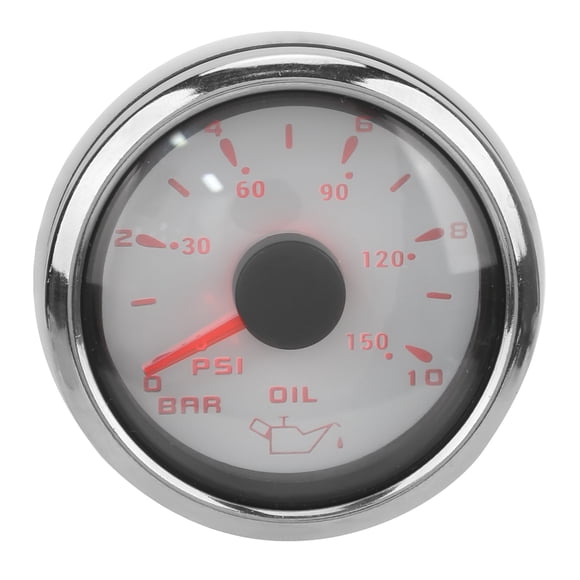 Pointer Oil Pressure Gauge, Acid Resistant IP67 Waterproof PSI Display For Engines For Automobiles For Engineering Machinery White,Black