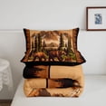 thumbnail image 5 of Manfei Mountain Family Bear Grid Full Size Comforter Sets,Vintage Pine Plaid Bedding Comforter Set,Orange,Black Reversible,3pcs,1 Comforter and 2 Pillowcases, 5 of 7