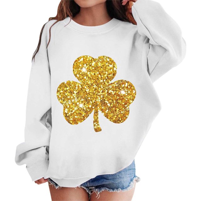 Kid's Graphic St Patricks Day Prints Sweatshirt Crewneck Long Sleeve Cute Drop Shoulder Pullover Tops