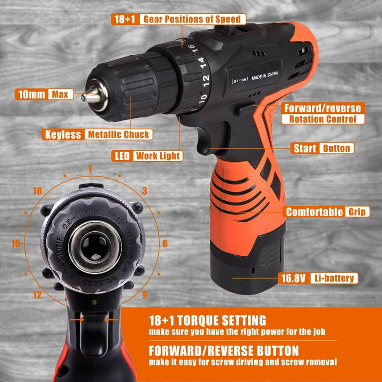 Power Tools Combo Kit LETTON Tool Set with 60pcs Accessories Toolbox and 16.8V Cordless Drill Set for Home Cordless Repair Tool Kit Walmart