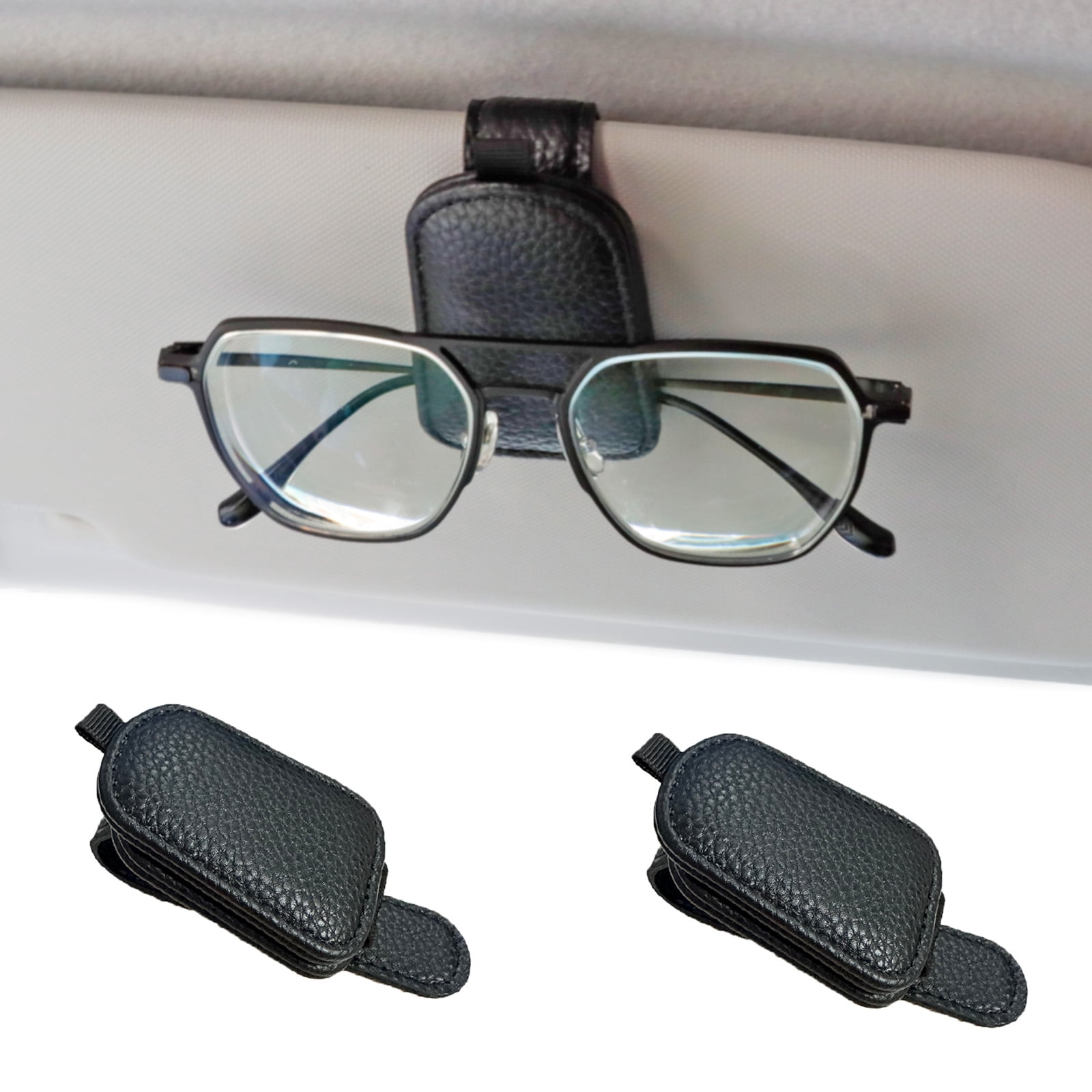 Muka 6 PCS Sunglasses Holders for Car Sun Visor Magnetic Leather Sunglasses Clip for Car Visor-Black