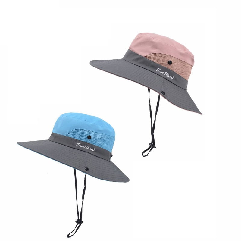 2021 Womens Bucket Hat Sun Visor Cap Beach Fisherman Ponytail UV Protect Summer 