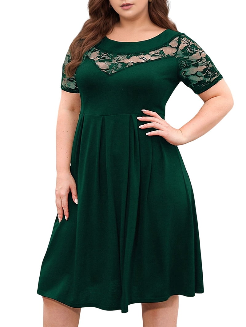 Semi Formal Dresses Amazon Plus Size Black Dresses YWDJ Women's Plus Size  Lace Dress, Summer Casual,