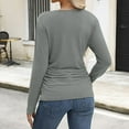 thumbnail image 4 of gakvbuo Long Sleeve Tunic Tops for Women Womens V Neck Long Sleeve Shirts For Women Ruched Tops Casual Tshirts Fall Winter Tops 2024, 4 of 8