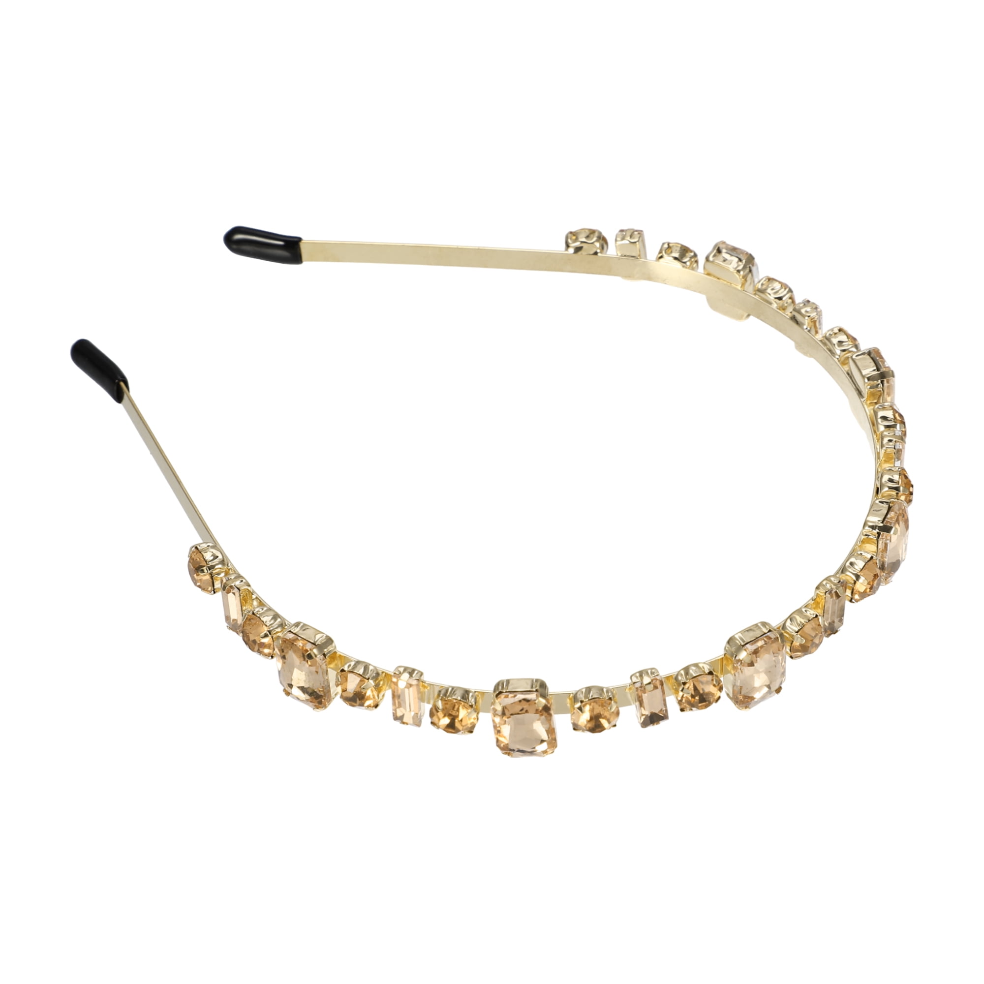 Unique Bargains Fashion Rhinestone Thin Head Bands Champagne