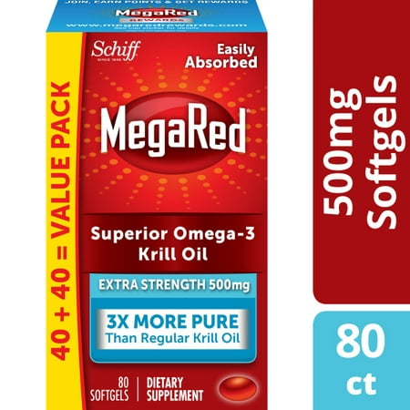 MegaRed Superior Omega-3 Krill Oil Softgels, Extra Strength, 500 mg - 80