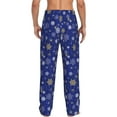 thumbnail image 6 of Cauagu Golden Snowflakes Royal Blue Mens Pajama Pants Sleep & Lounge Pants,PJ Bottoms with Pockets-Medium, 6 of 7