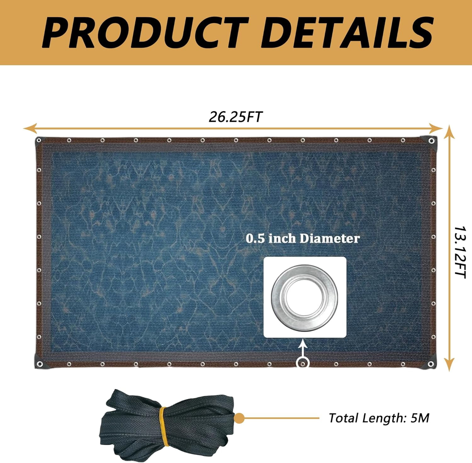 40% Shade Cloth for Plants: 13 × 26 FT Sun Shade Cloth Mesh Tarp with Grommets & Rope, Pool Leaf Net Cover- Sunshade Net Sun Screens for Patio, Pool, Garden, Yard, Greenhouse