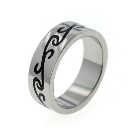 7 Mm Wide - 7mm Wide Mens and Womens Titanium Black Celtic Scrollwork Wedding Band Ring