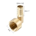 thumbnail image 2 of Uxcell 16mm Barbed x G1/2 Female Thread Brass Hose Barb Fitting Elbow, 2 of 6