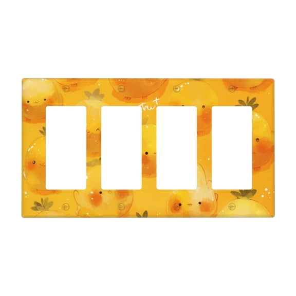 Cute Chicken Switch Cover Decorative Wall Plate / 4-Gang 4-Decor / Standard Size 4.5x8 in