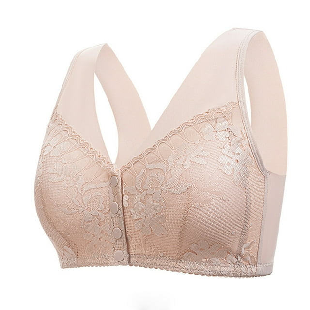 UPPADA Womens Bras No Underwire Front Closure Support Push up Bras Comfort Bras with Full Coverage Wireless Pink,40