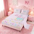 thumbnail image 2 of meiyoeat Gradient Personalized Monogram Bed Sheets,Balloon Rainbow Alphabet Initial Art Full Size Sheets For Girl,4-Piece,1 Flat Sheet,1 Fitted Sheet and 2 Pillowcases, 2 of 6
